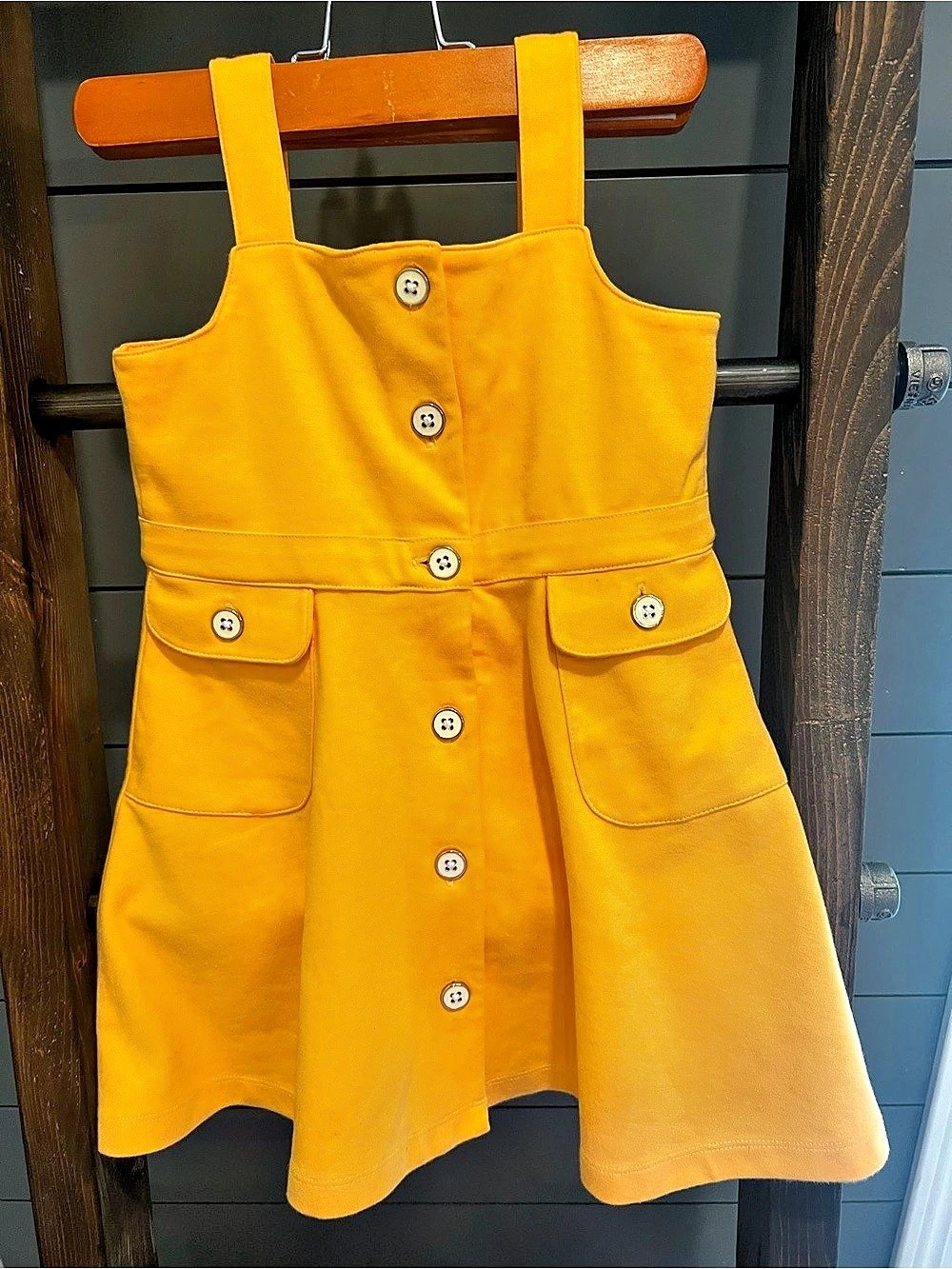 Janie and Jack Yellow Button Ponte Dress Girls 3 Yellow